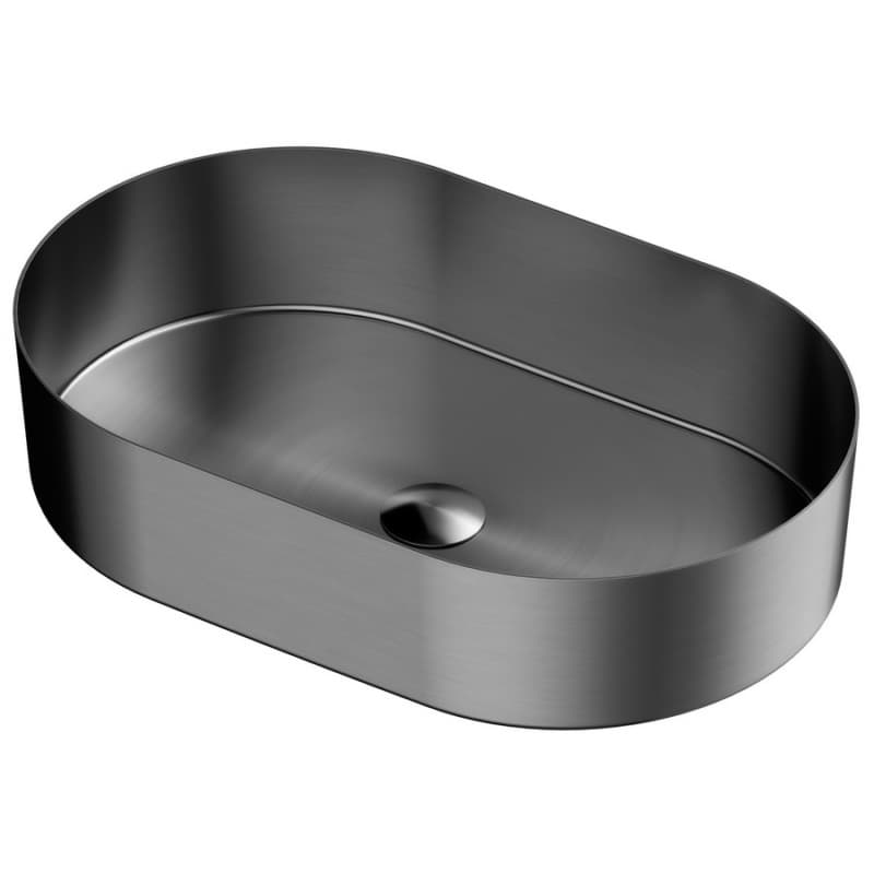Cinox Stainless Steel Oval Vessel Bathroom Sink, 21-5/8" x 13-3/4" x 4-1/2", Gunmetal Gray