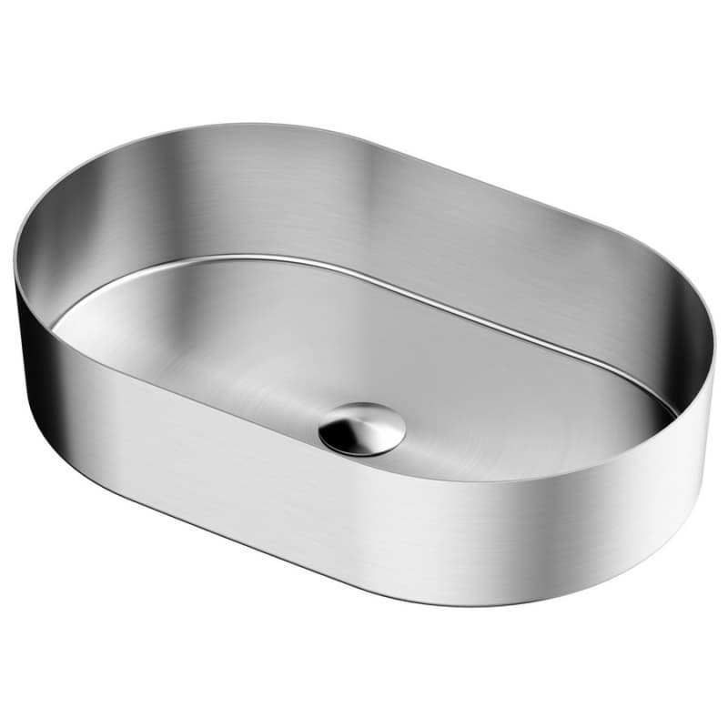 Cinox Stainless Steel Oval Vessel Bathroom Sink, 21-5/8" x 13-3/4" x 4-1/2", Stainless Steel