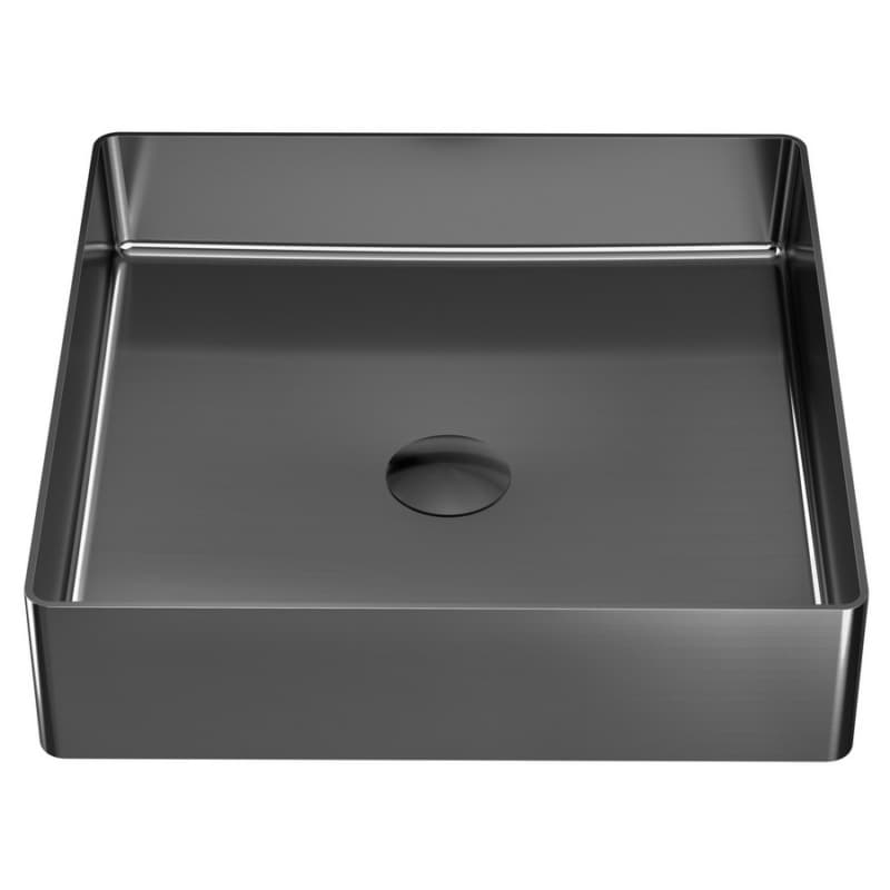 Cinox Stainless Steel Square Vessel Bathroom Sink, 15-3/4" x 15-3/4" x 3-7/8", Gunmetal Gray