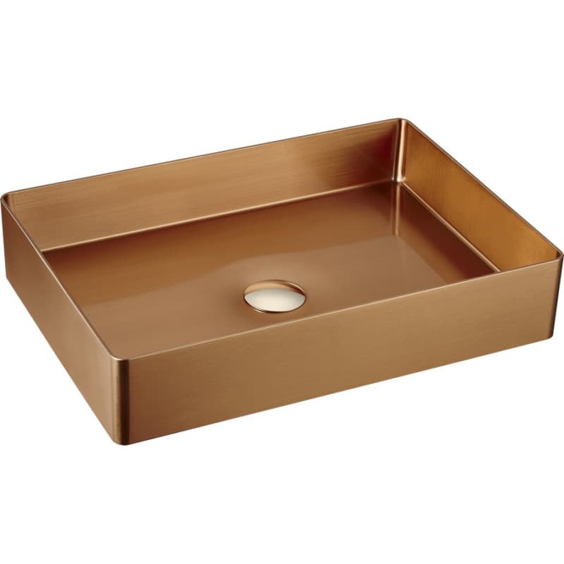 Cinox Stainless Steel Rectangular Vessel Bathroom Sink, 23-5/8" x 15-3/4" x 3-7/8", Brushed Copper
