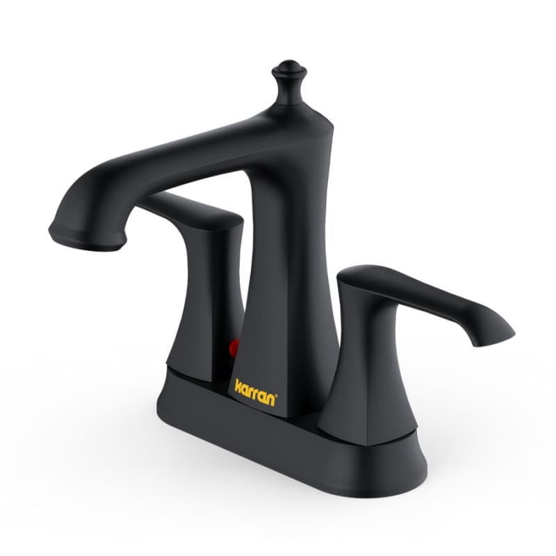 Woodburn Double-Handle Bathroom Faucet with Pop-Up Drain, Matte Black