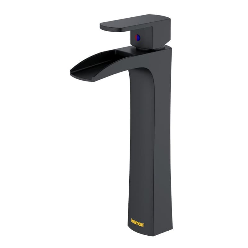 Kassel Single-Handle Vessel Bathroom Faucet with Pop-up Drain, Matte Black