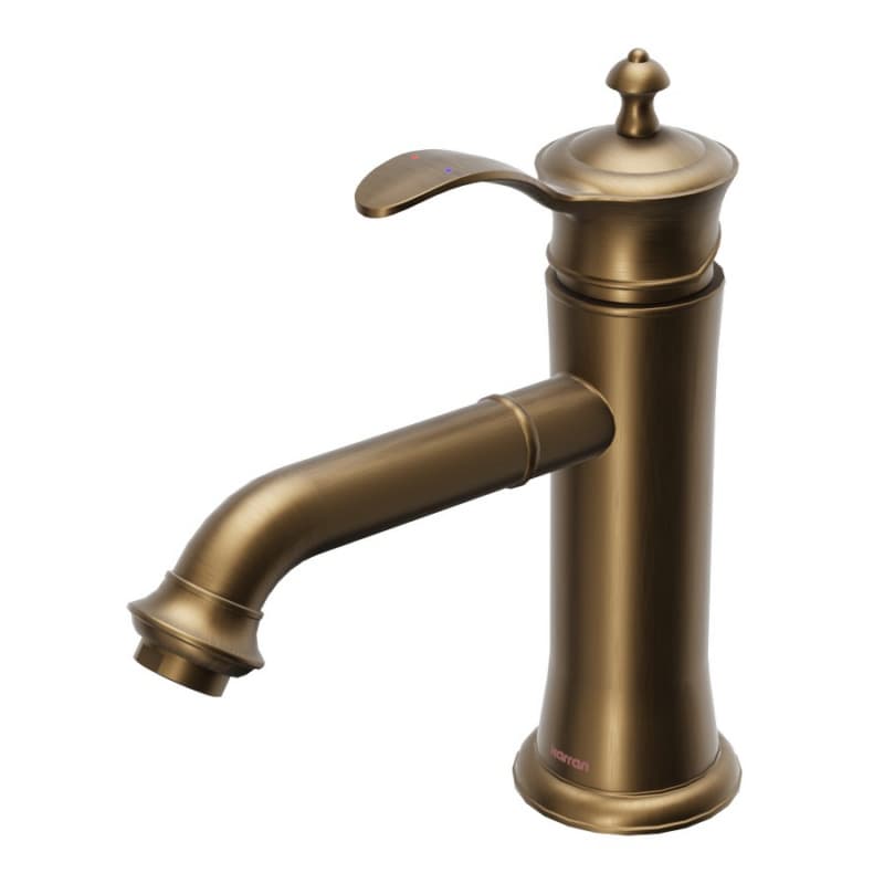 Vineyard Single-Handle Single Hole Basin Bathroom Faucet with Matching Pop-up Drain, Brushed Copper