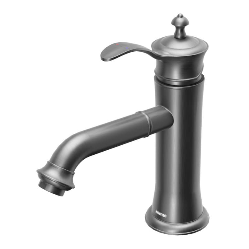Vineyard Single-Handle Single Hole Basin Bathroom Faucet with Matching Pop-up Drain, Gunmetal Gray