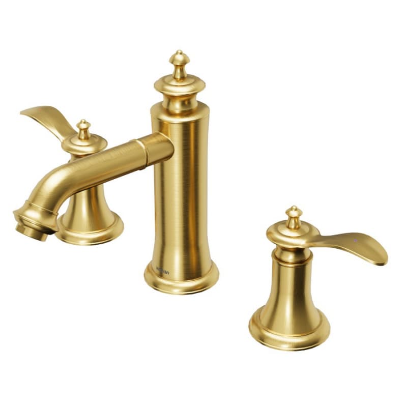 Vineyard Double-Handle Three Hole Widespread Bathroom Faucet with Matching Pop-up Drain, Gold