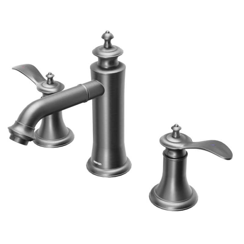 Vineyard Double-Handle Three Hole Widespread Bathroom Faucet with Matching Pop-up Drain, Gunmetal Gray