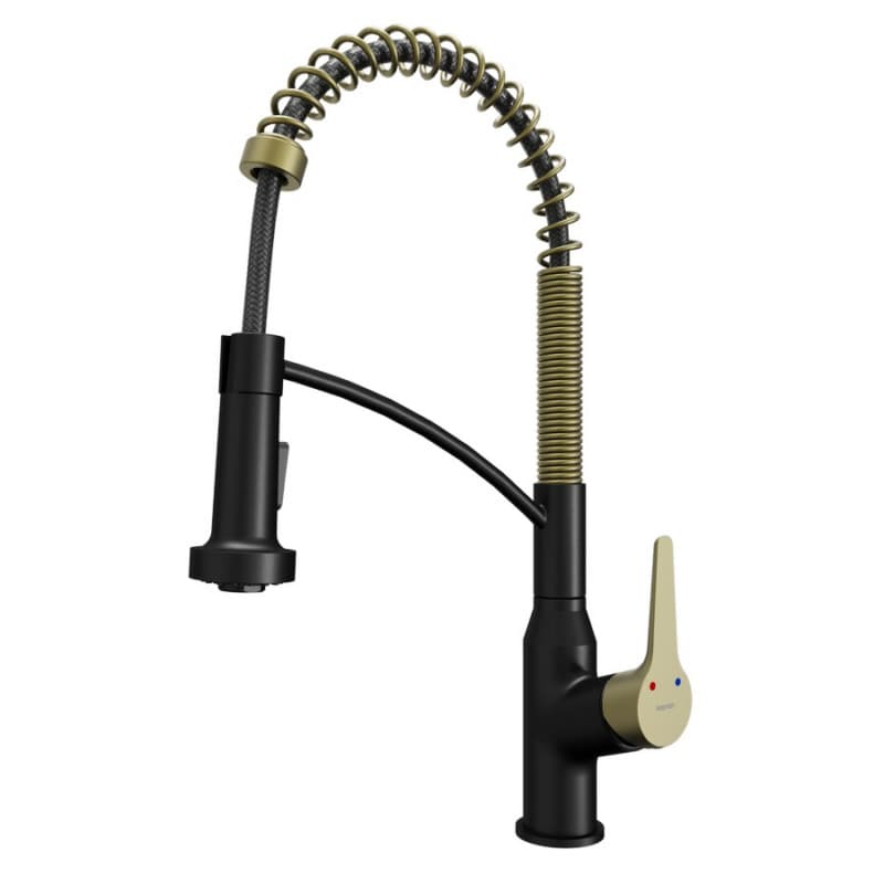 Scottsdale Single-Handle Pull-Down Sprayer Kitchen Faucet, Matte Black/Brushed Gold