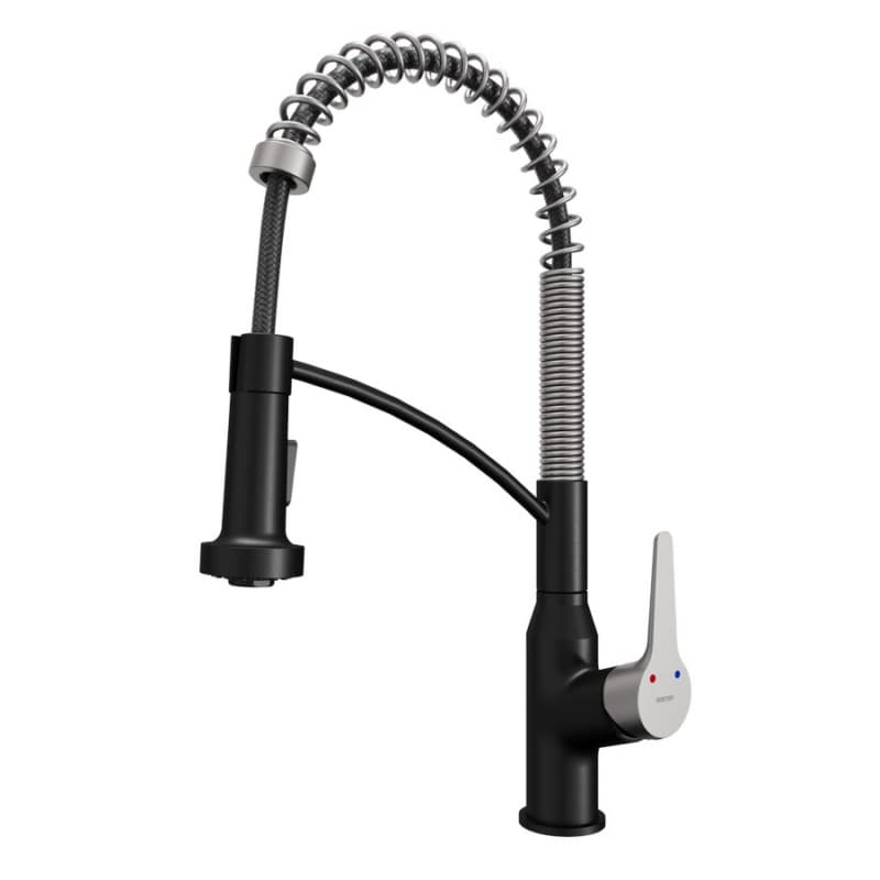 Scottsdale Single-Handle Pull-Down Sprayer Kitchen Faucet, Matte Black/Stainless Steel