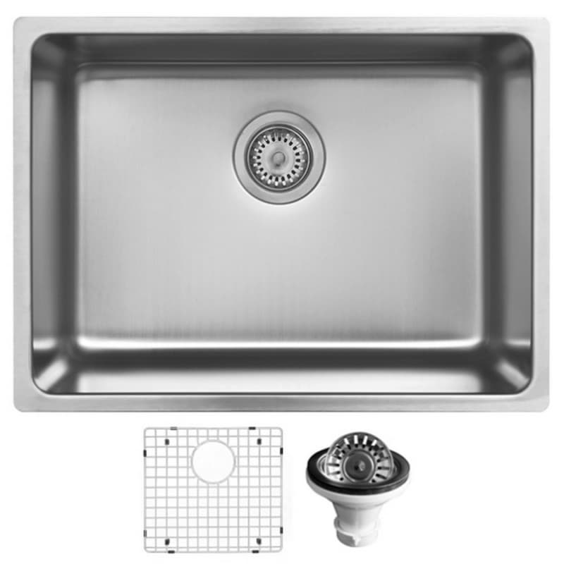 Novaro Stainless Steel Undermount 18G Single Bowl Kitchen Sink, 23-1/8" x 17" x 5-1/2"