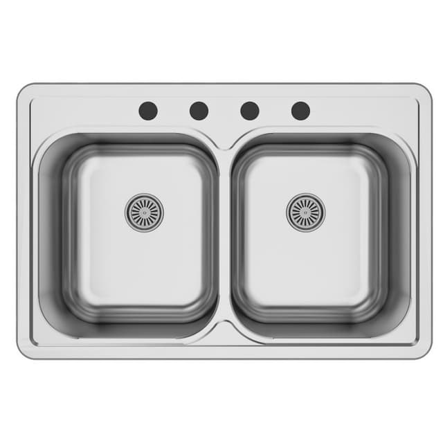 Profile Stainless Steel Top Mount 18G Double Equal Bowl Kitchen Sink, 33" x 22" x 7-1/2" (40/Box)