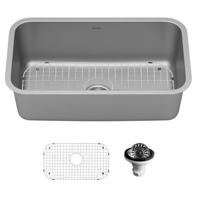 Profile Stainless Steel Undermount 16G Large Single Bowl Kitchen Sink Kit, 30" x 18" x 9