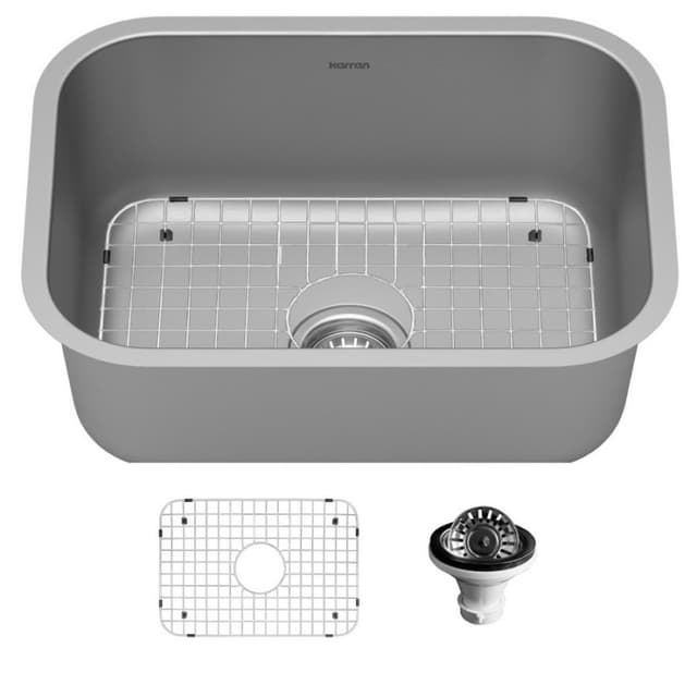 Profile Stainless Steel Undermount 16G Single Bowl Kitchen Sink Kit, 23" x 17-3/4" x 8-3/4