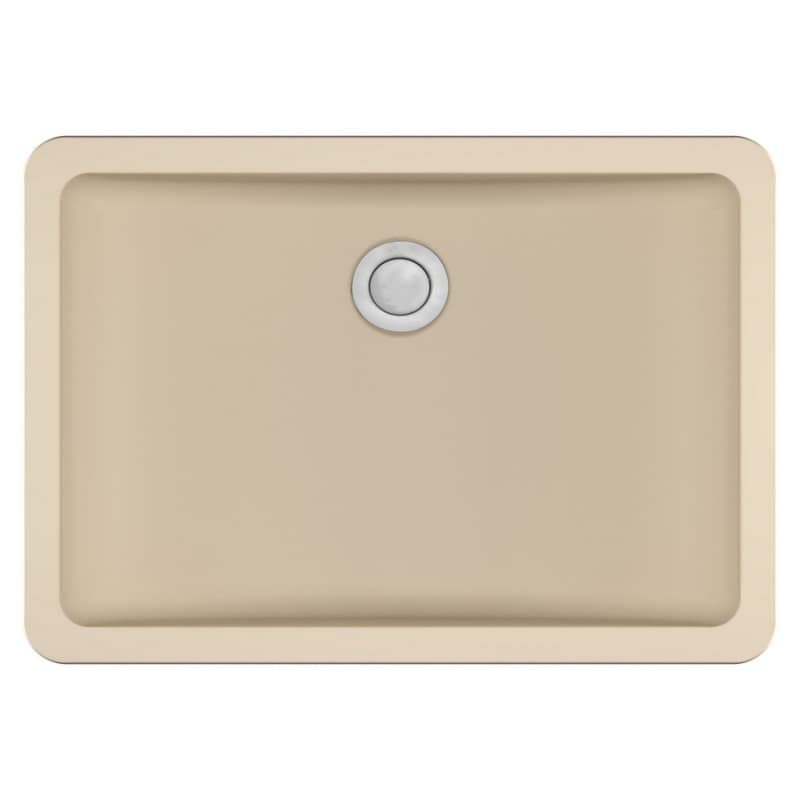 Quartz Seamless Undermount Single Bowl Bathroom Vanity Sink, 20" x 14" x 5-3/4", Bisque