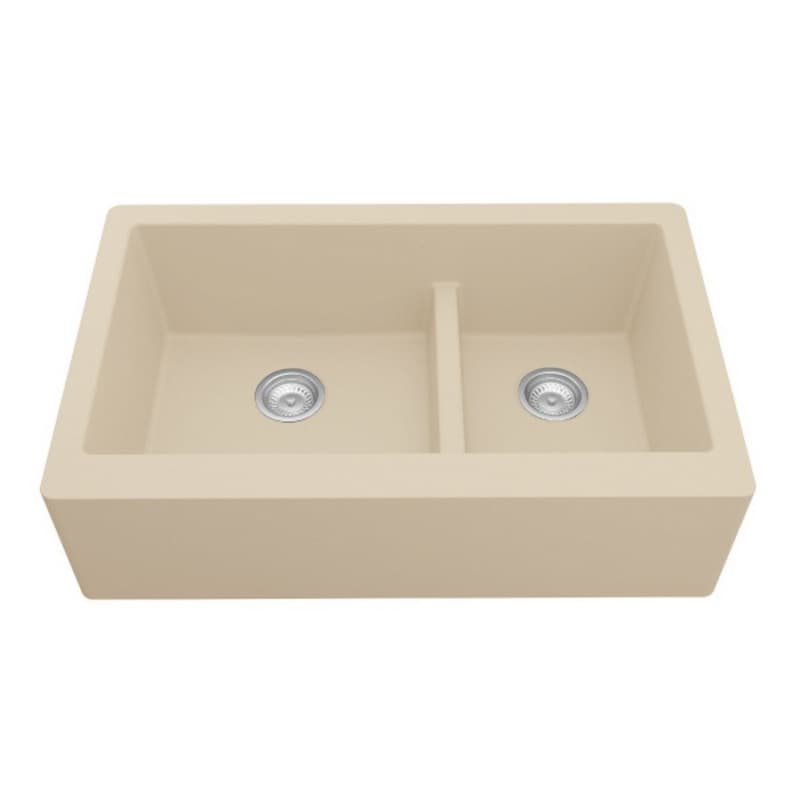 QA-760 Quartz Undermount Large/Small Bowl Kitchen Sink, 34" x 21-1/4" x 9", Bisque