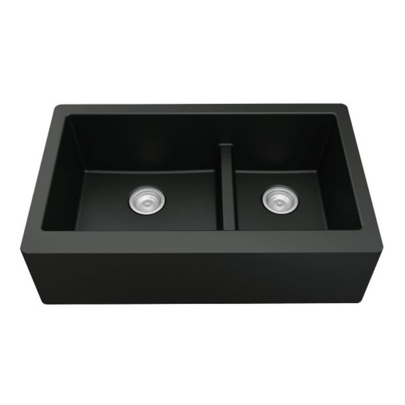 QA-760 Quartz Undermount Large/Small Bowl Kitchen Sink, 34" x 21-1/4" x 9", Black