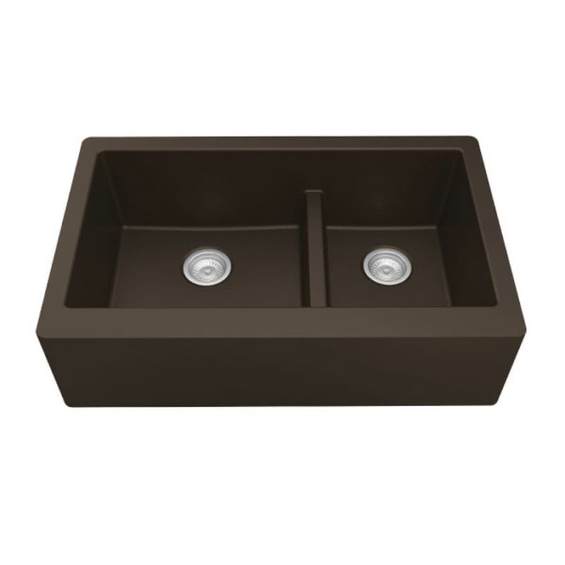 QA-760 Quartz Undermount Large/Small Bowl Kitchen Sink, 34" x 21-1/4" x 9", Brown