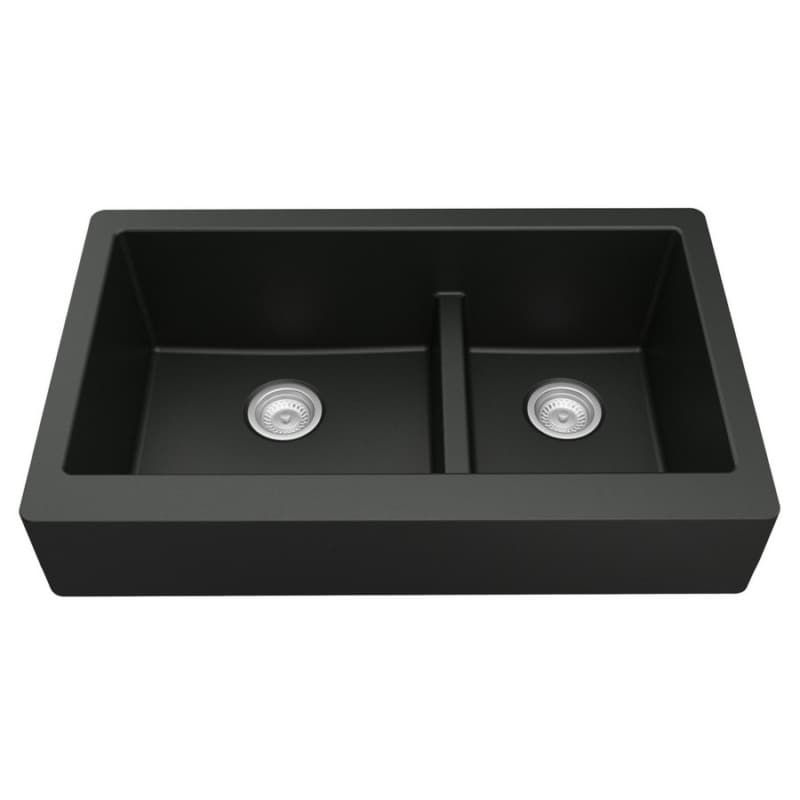 Karran QAR-760-BL 34" Modern Black Quartz Retrofit Farmhouse Kitchen Sink