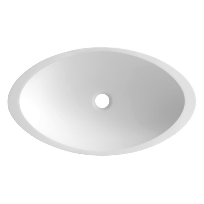 Quattro Acrylic Vessel Mount Single Bowl Oval Bathroom Sink, 23" x 13-1/4" x 4", Matte White