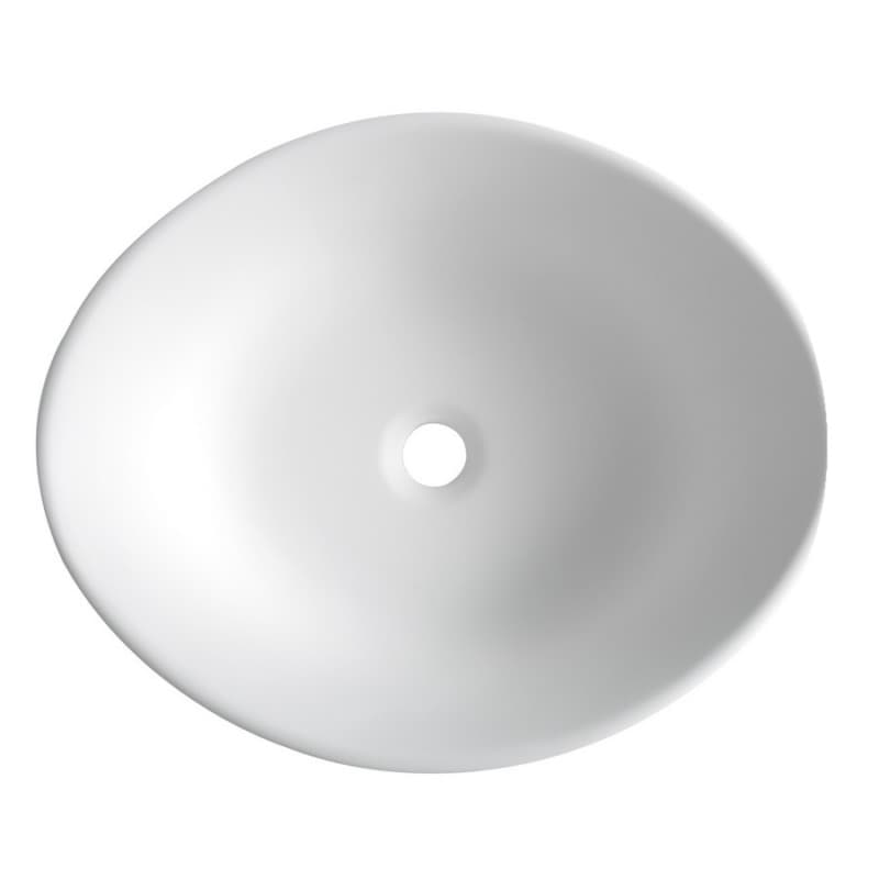 Quattro Acrylic Vessel Mount Single Bowl Oval Bathroom Sink, 20-5/8" x 17" x 7", Matte White