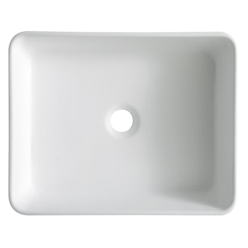 Quattro Acrylic Vessel Mount Single Bowl Rectangular Bathroom Sink, 18" x 14-1/2" x 5", Matte White