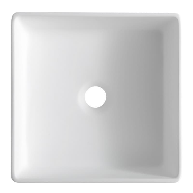 Quattro Acrylic Vessel Mount Single Bowl Square Bathroom Sink, 14-1/2" x 14-1/2" x 5", Matte White