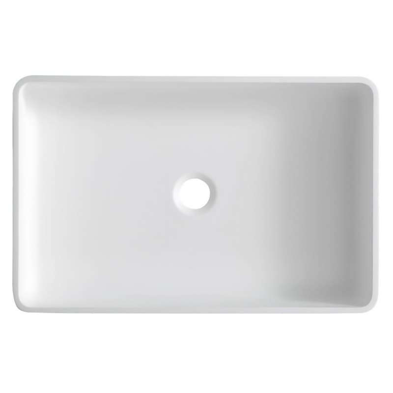 Quattro Acrylic Vessel Mount Single Bowl Rectangular Bathroom Sink, 21-1/4" x 13-3/4" x 4-3/4", Matte White