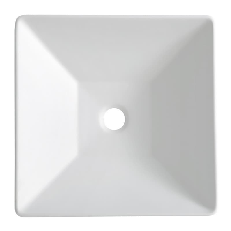 Quattro Acrylic Vessel Mount Single Bowl Square Bathroom Sink, 16" x 16" x 4-1/2", Matte White