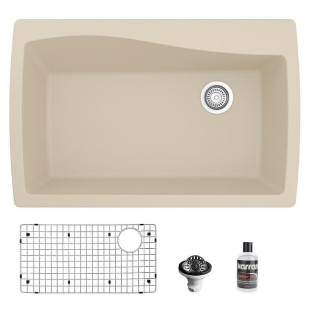 Karran QT-722 Quartz Series Top Mount Large Single Bowl Kitchen Sink Kit