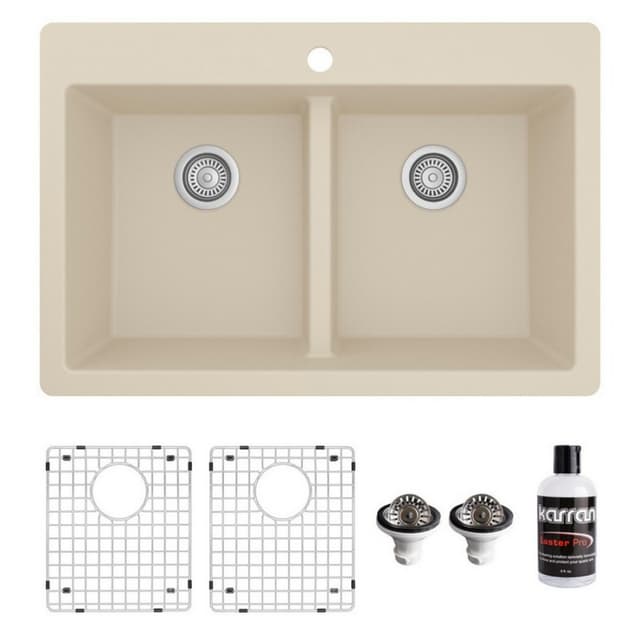 Karran QT-810 Quartz Series Top Mount Equal Bowl Sink Kit