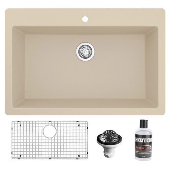 Karran QT-812 Quartz Series Top Mount Large Single Bowl Kitchen Sink Kit