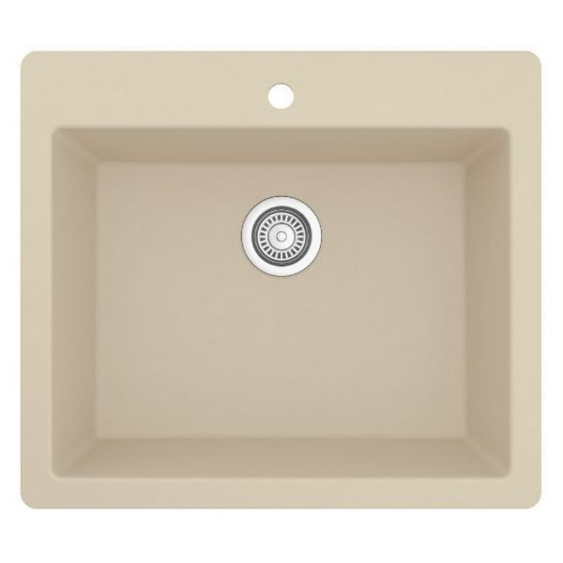 QT-820 Quartz Top Mount/Drop-In Single Bowl Kitchen Sink, 25" x 22" x 9", Bisque