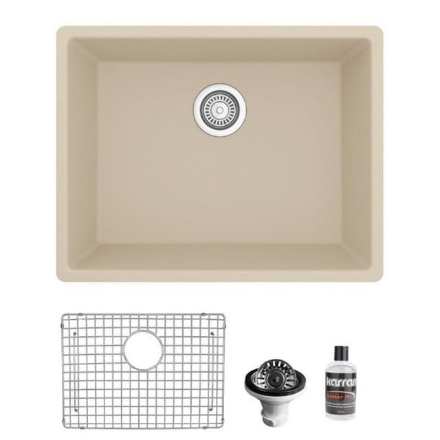 Karran QU-820 Quartz Series Undermount Single Bowl Kitchen Sink Kit