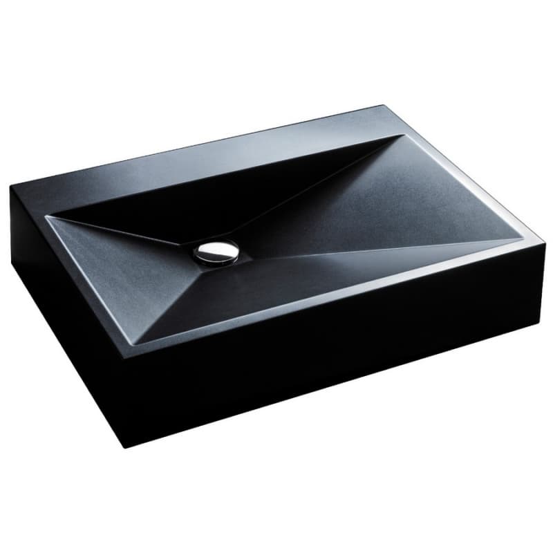 Sternhagen Vessel Mount Single Bowl Bathroom Sink, 24-1/4" x 17-1/2" x 5-1/8", Black