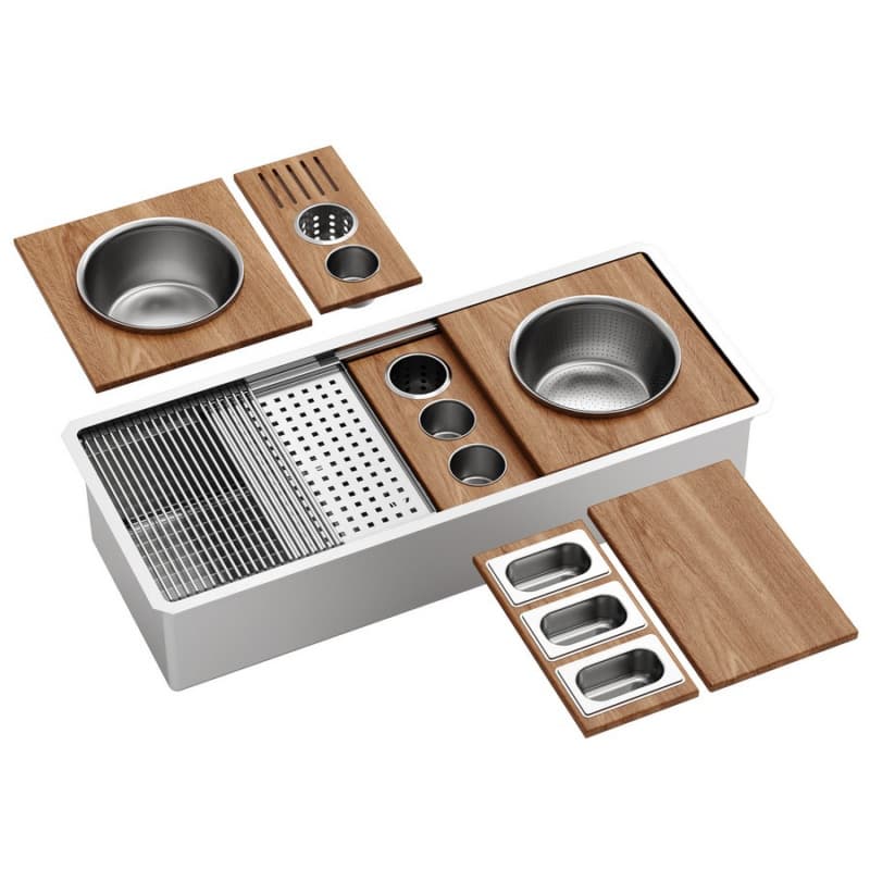 Stainless Steel Undermount Extra-Large Single Bowl 16G Workstation Kitchen Sink Kit, 45" x 19" x 10"