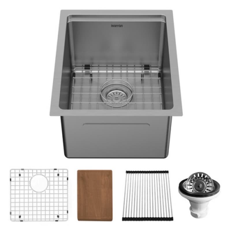 Elite Stainless Steel Undermount 16G Single Bowl Workstation Kitchen Sink Kit, 18-3/4" x 15" x 10"