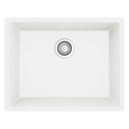 QU-820 Quartz Undermount Single Bowl Kitchen Sink, 24-3/8" x 19-1/8" x 9", White