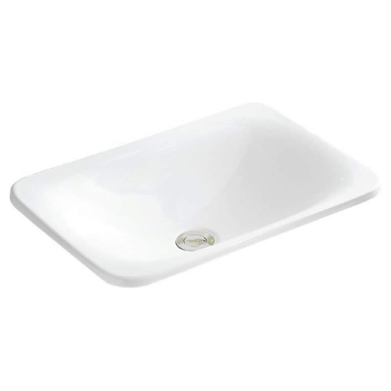 Valera Top Mount Vitreous China Single Bowl Bathroom Vessel Sink, 21-1/8" x 14-1/2" x 4", White