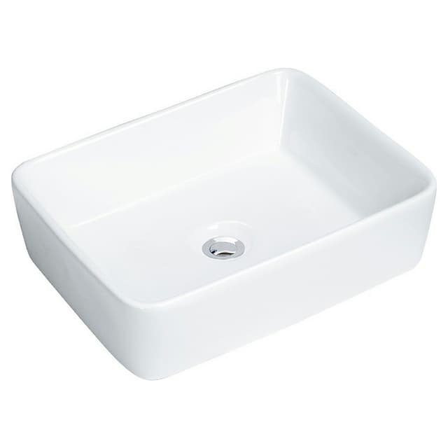 Valera Above-Counter Vitreous China Single Bowl Bathroom Vessel Sink, 18-3/4" x 14-1/2" x 4-1/4", White