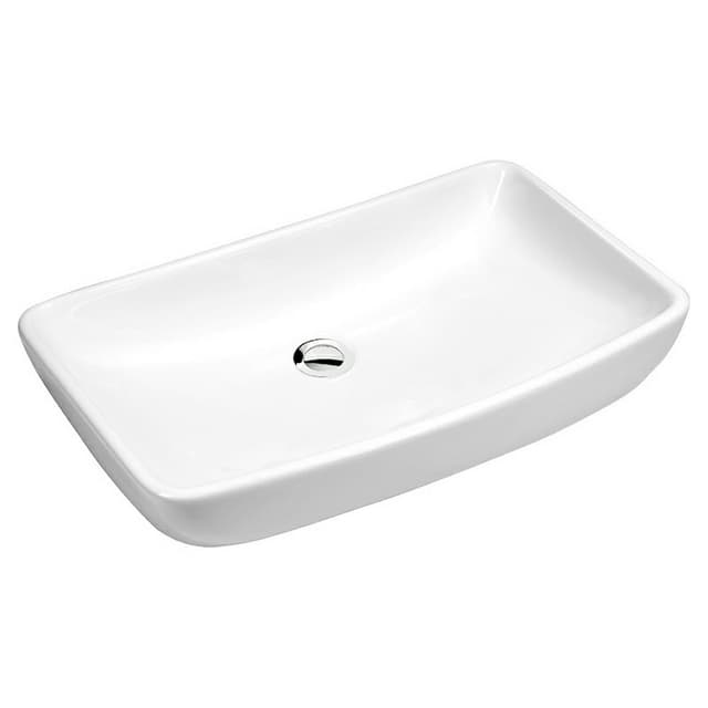 Valera Above-Counter Vitreous China Single Bowl Bathroom Vessel Sink, 24" x 15-1/2" x 4", White
