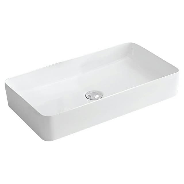 Valera Above-Counter Vitreous China Single Bowl Bathroom Vessel Sink, 24-1/4" x 14" x 3-1/2", White