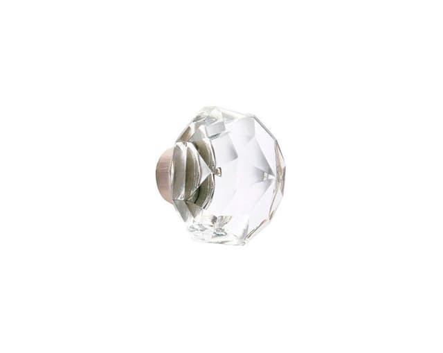 1" Diamond Glass Cabinet Knob, Satin Brass