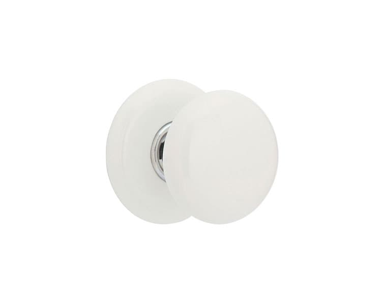 1-3/8" Porcelain Cabinet Knob, Polished Chrome/Ice White