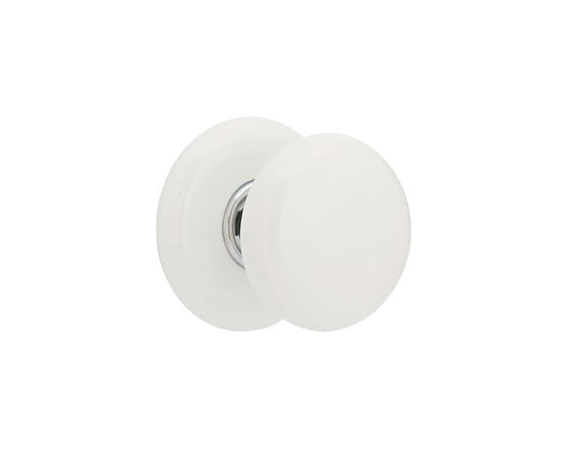1-3/8" Porcelain Cabinet Knob, Polished Chrome/Ice White