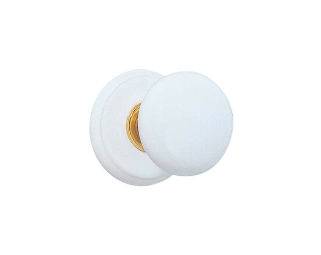 1-3/8" Porcelain Cabinet Knob, Polished Brass/Ice White
