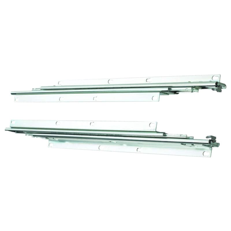 8000 Pantry Drawer Slide with 130lb Capacity, Overtravel Extension, Bottom-Mount, Anochrome, 28"