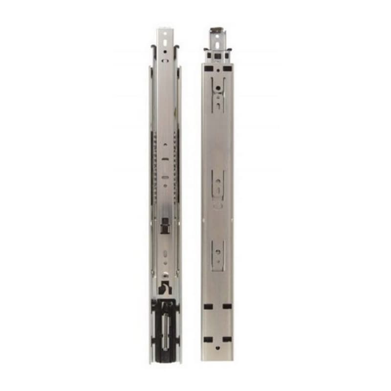 8419 Drawer Slide with 100lb Capacity, 1" Overtravel Extension, Side-Mount, Self-Closing, Anochrome, 20