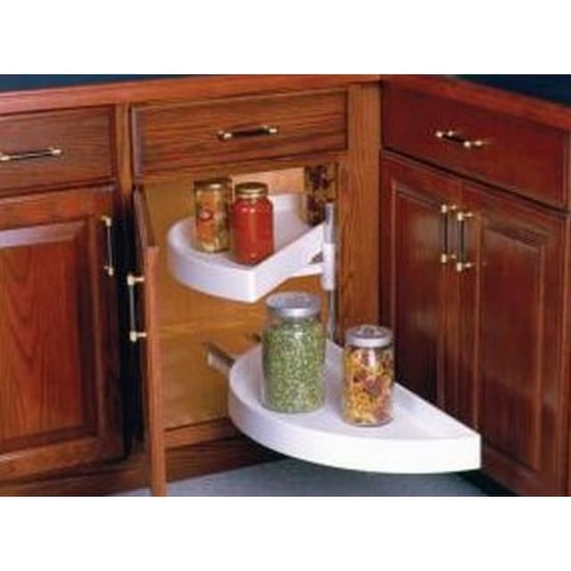 27-7/8" Half-Moon 2 Tray Lazy Susan, White