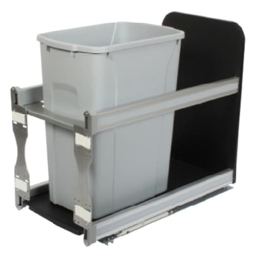 Single 50 QT Under-Mount Waste Container Pullout, Soft-Closing for 12" Opening Width, Platinum