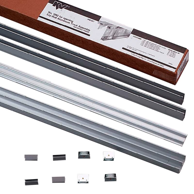 P1092 36" Roll-Ezy Track Assembly Set for Small to Medium Sliding Glass Door, Aluminum Finish
