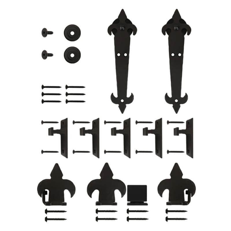 Barcelona Steel Round Track Barn Door Hardware Kit, Face Mount, Black Finish